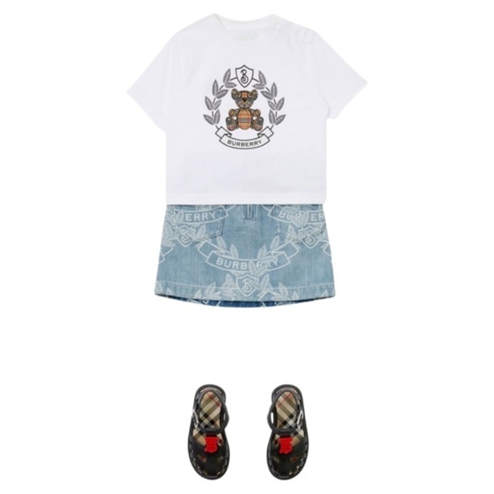 BURBERRY GIRLS MAXINE OAK LEAF CREST SKIRT